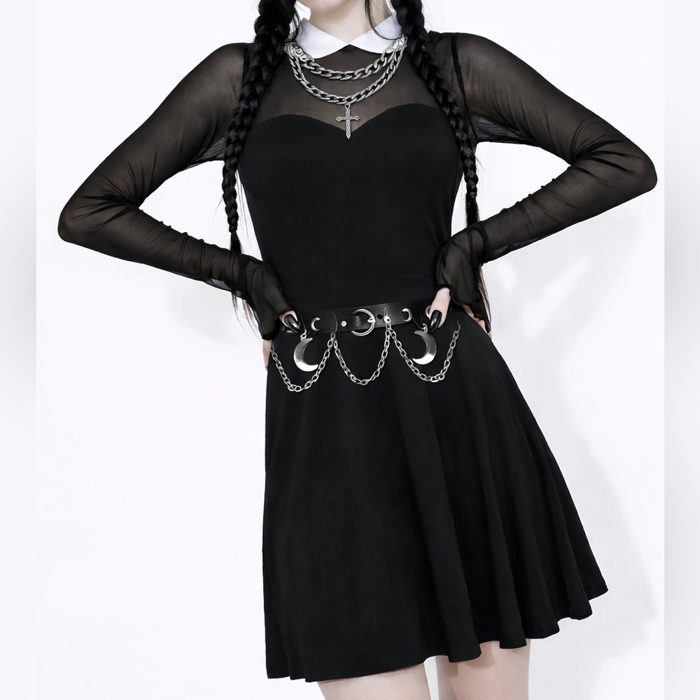 Current Mood Goth Punk Mesh Dolls Kill Babydoll Dress NWT